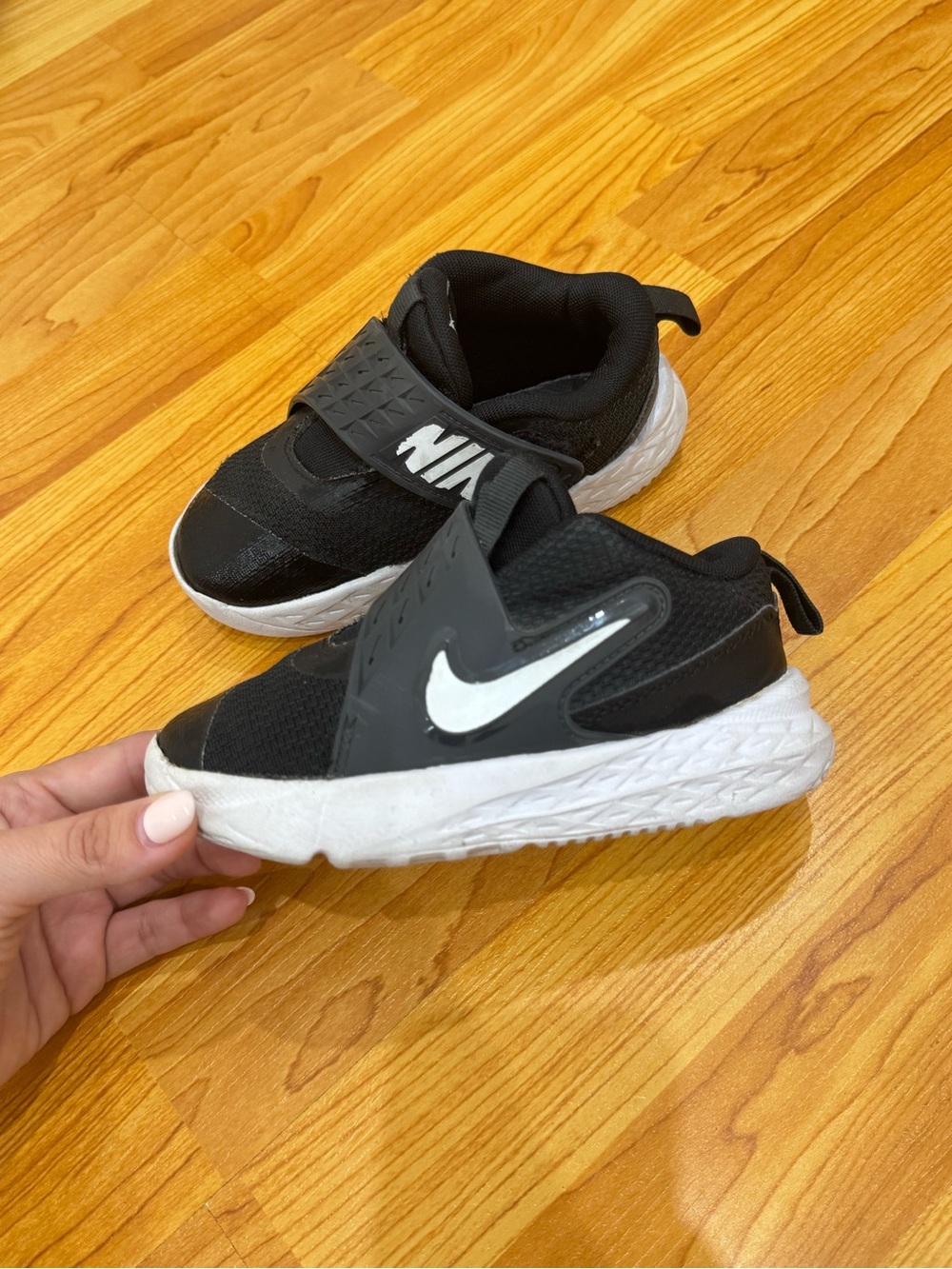 Nike Kids Black and White Velcro Athletic Sneakers